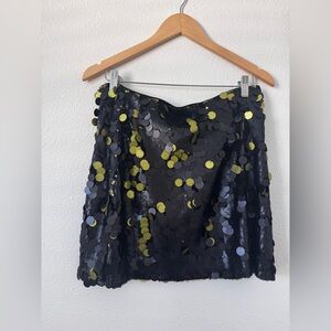Sequin Embellished Black and Gold Skirt